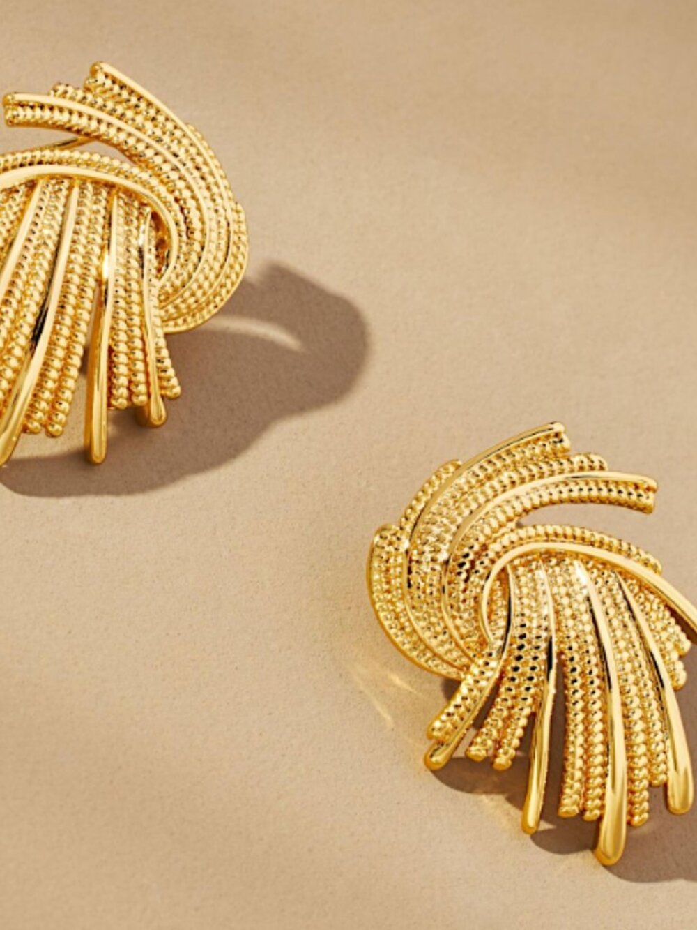 NEW Anthropologie Gold Twist Fan Post Earrings